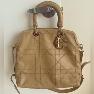 Christian Dior Medium Cannage Granville Tote in Beige